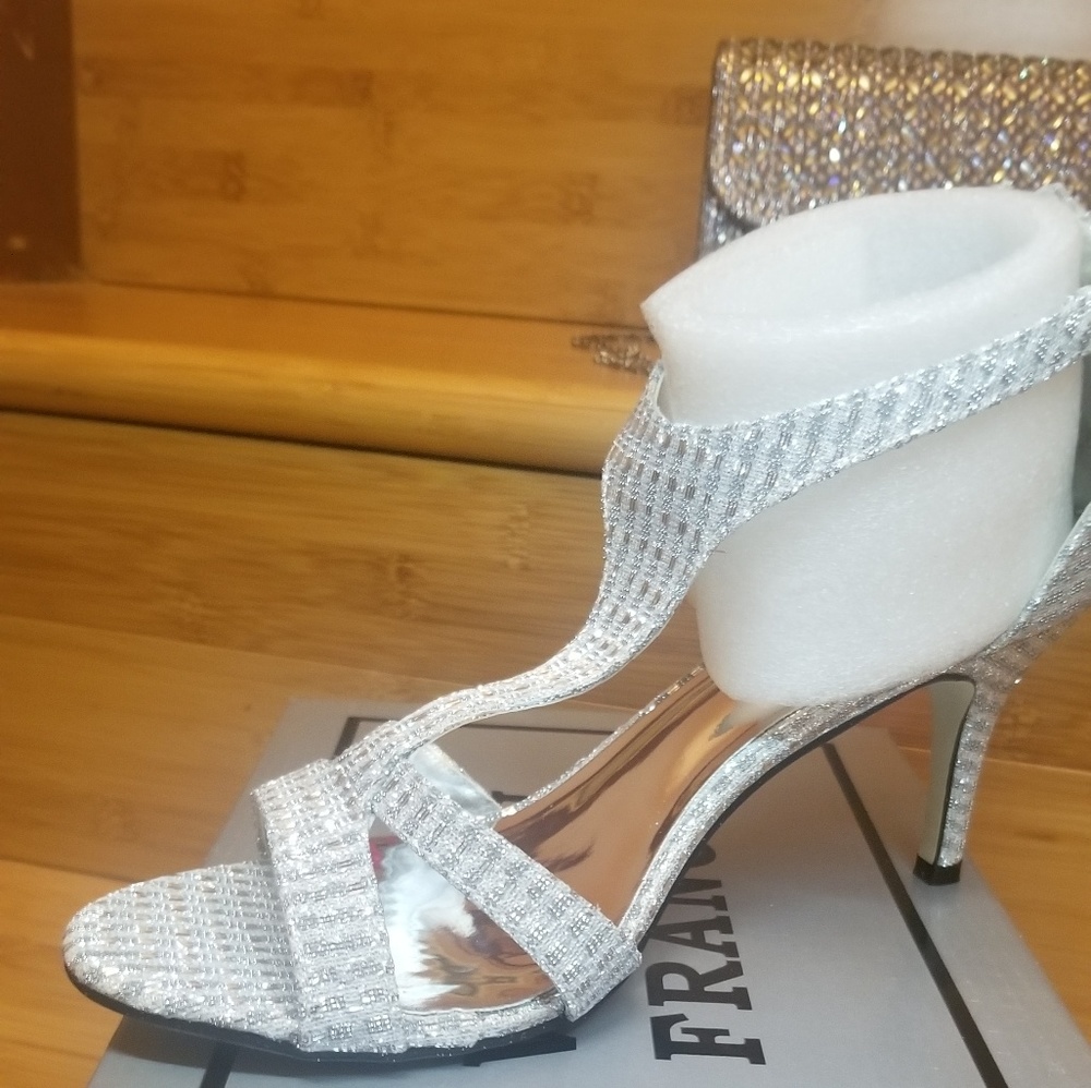Platinum kitten heel sandals